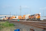 Two GE's pull an intermodal towards the UP Diamond